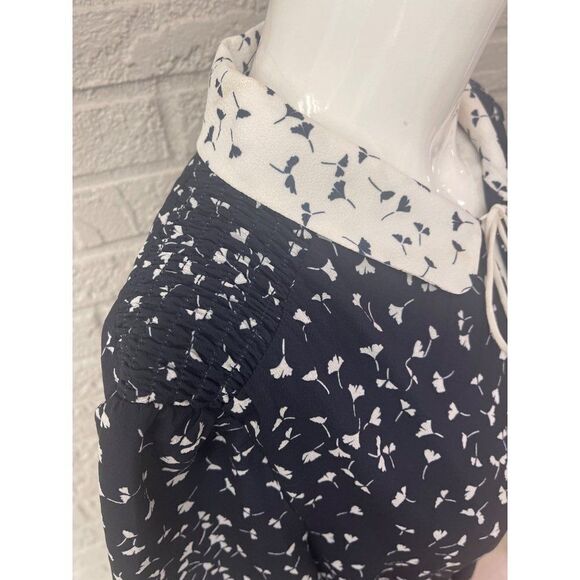 French Connection Navy / White Smock Waist Dress with Pockets Size 8 - Picture 6 of 9